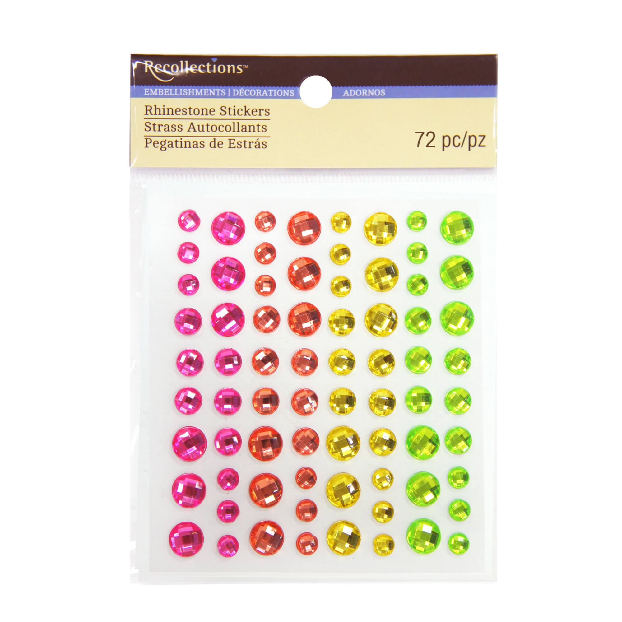 12 Packs: 72 ct. (864 total) Neon Rhinestone Stickers by Recollections™